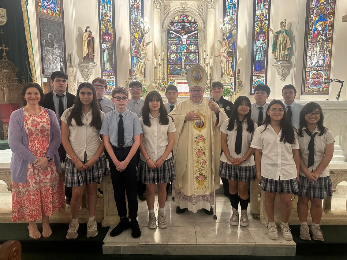 Bishop with students