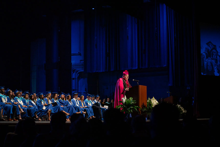 Bishop Olson addresses Nolan Catholic High School graduating class of 2026