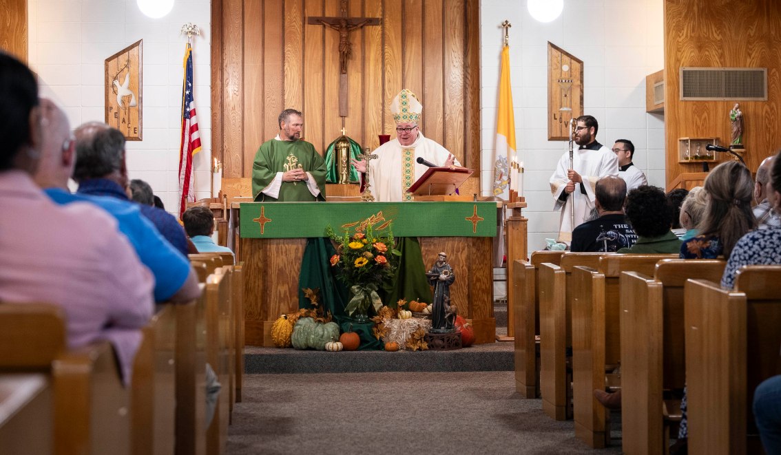 Bishop at altar